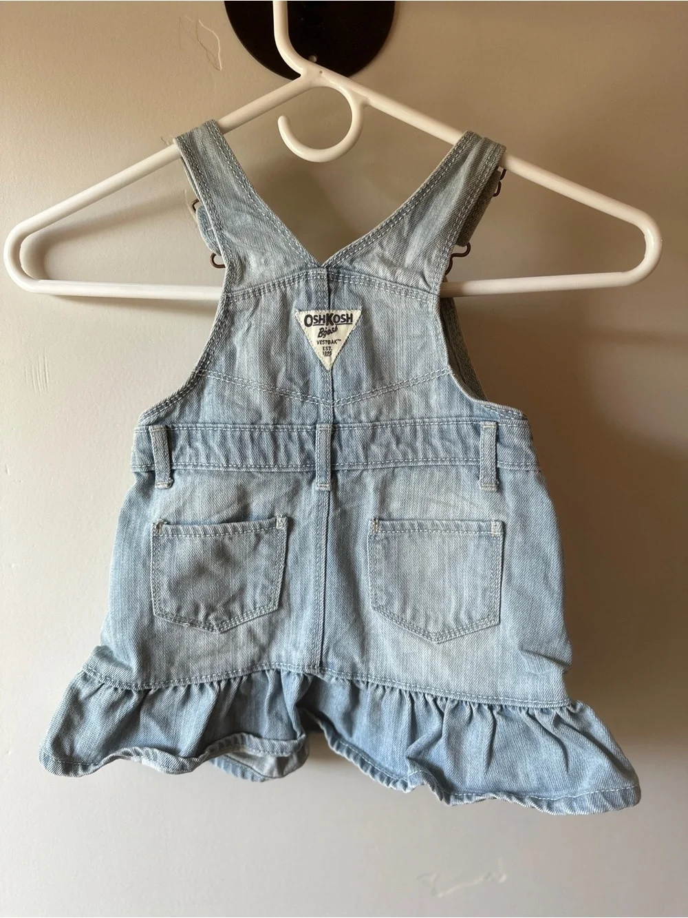 OshKosh B'gosh Light Blue Denim Ruffle Shortalls